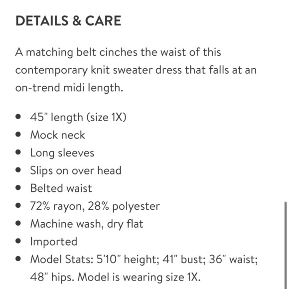 Blue Orchid Belted Mock Neck Midi Dress Rust Orange Plus Size 2XL New with tags! - Picture 13 of 14